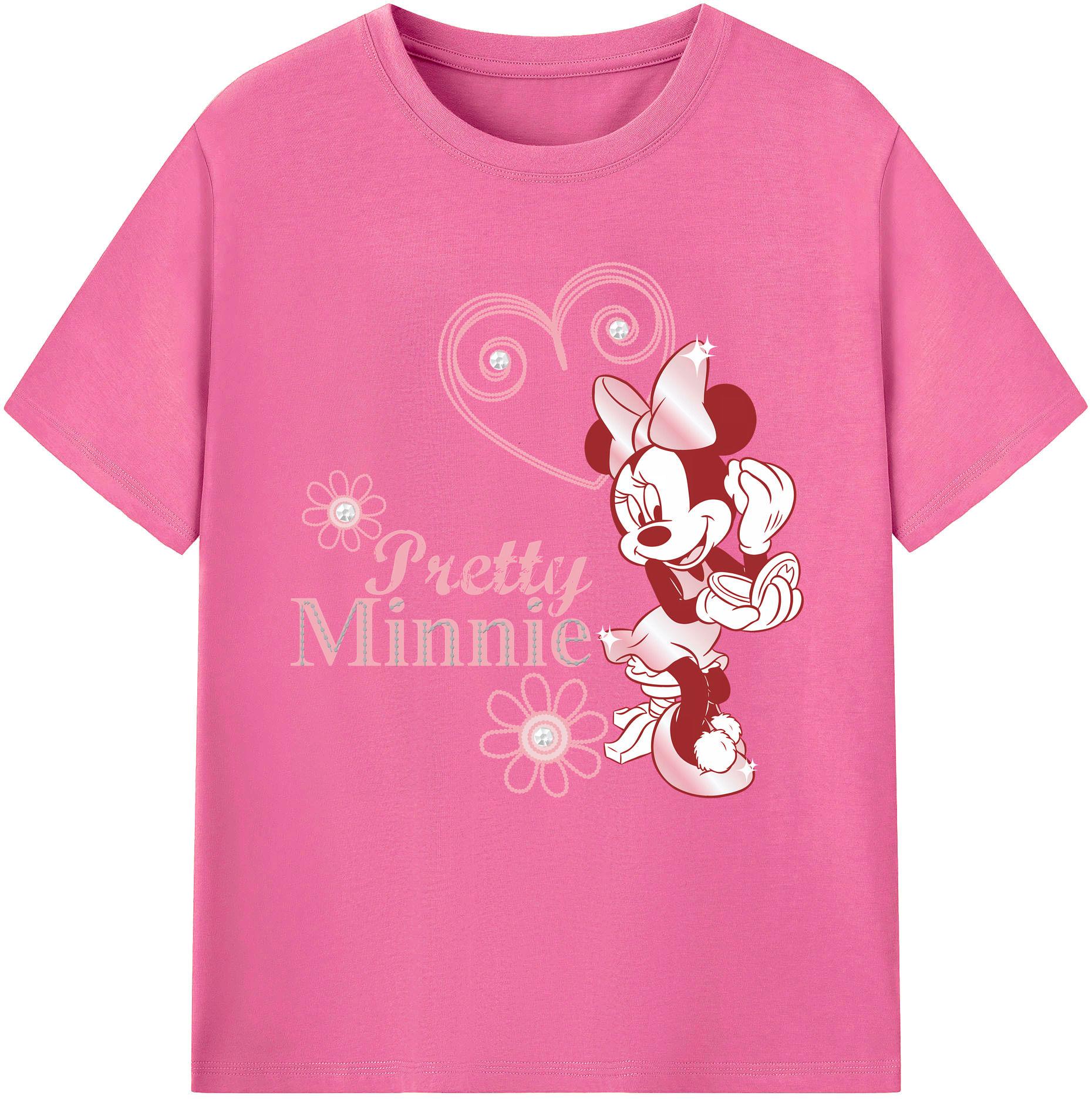 （画像用） ミッキーマウス Mickey Mouse レディースカジュアルプリントTシャツ（綿100％）